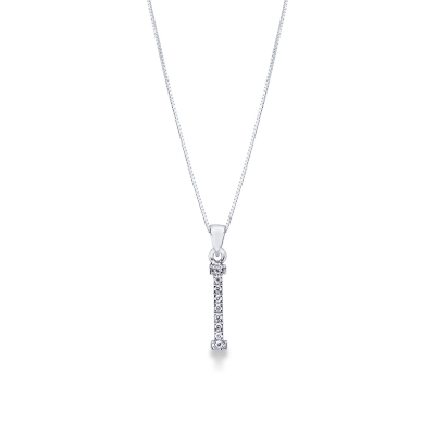 Necklace with initial I in white gold and diamonds