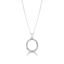 Gold necklace with a letter O in diamonds