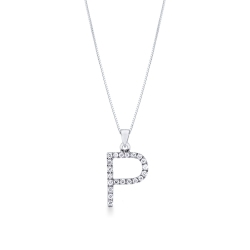 Gold necklace with letter P in diamonds