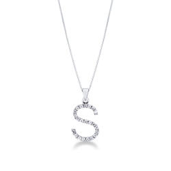 Necklace with initials S in diamonds