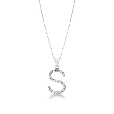 Necklace with initials S in diamonds
