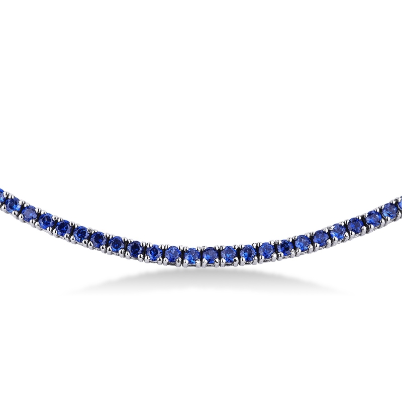 Sapphire tennis necklace in 18k white gold