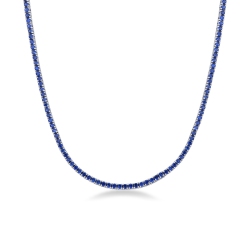 Sapphire tennis necklace in 18k white gold