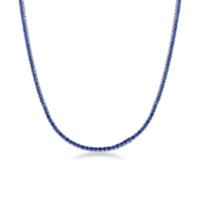 Sapphire tennis necklace in 18k white gold