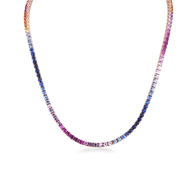 Sapphire Tennis Necklace Rose Gold 