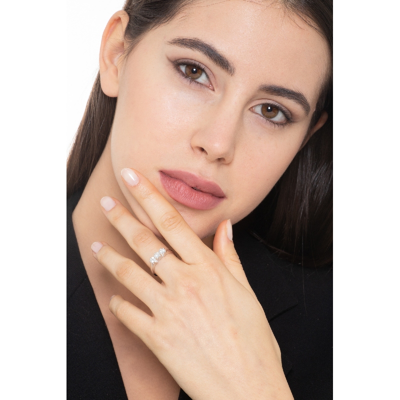 Trilogy Ring 18k White Gold with Diamonds 0,75 ct 