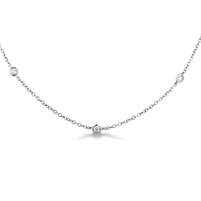 White gold 18k long chain with diamonds, 40 cm White gold 18k long chain with diamonds, 40 cm