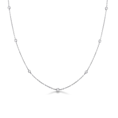 White gold 18k long chain with diamonds, 40 cm