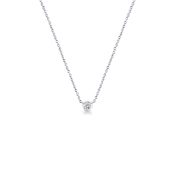 Necklace with diamond bezel setting in 18k white gold