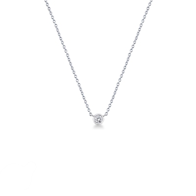Necklace with diamond bezel setting in 18k white gold