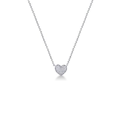 Heart necklace with diamond pavè