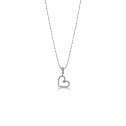 White gold 18k heart pendant with one diamond