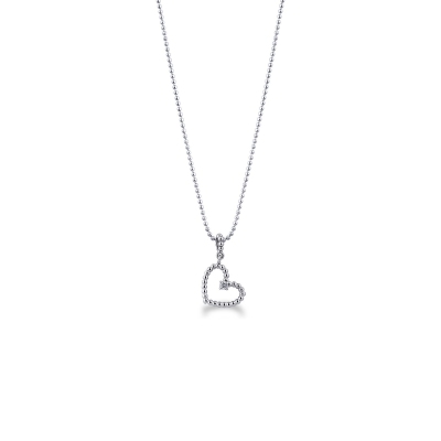 White gold 18k heart pendant with one diamond 
