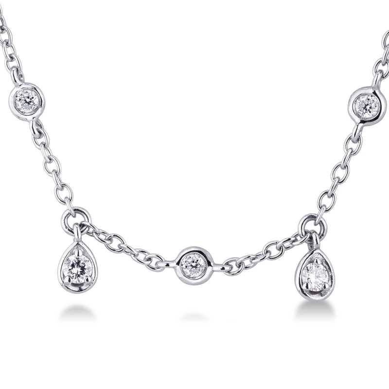 White gold 18k chain with diamond charms  White gold 18k chain with diamond charms