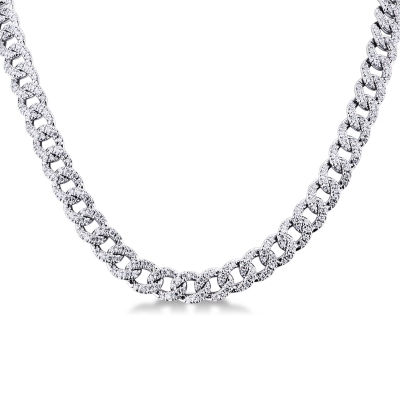 Iced out diamond necklace in 18kt white gold 