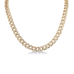 Cuban chain in 18k yellow gold with diamonds
