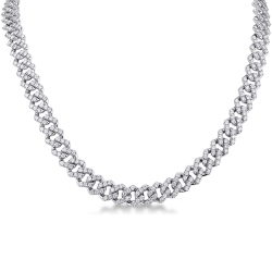 18k white gold cuban chain with diamonds
