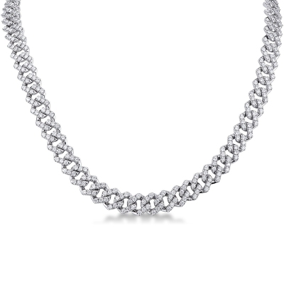 18k white gold cuban chain with diamonds