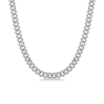 750 white gold cubanlink chain with diamonds