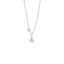 White gold initial A necklace with diamonds