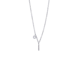 Necklace with initial I in 750 white gold and diamonds