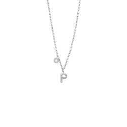 Necklace with initial P in 750 white gold and diamonds