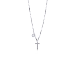 Necklace with initial T in 750 white gold and diamonds