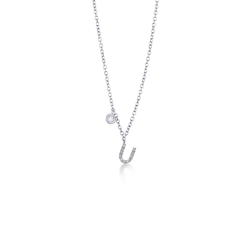 Necklace with initial U in 18k white gold and diamonds
