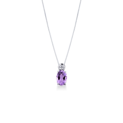 Necklace in white gold 750 with amethyst and diamonds