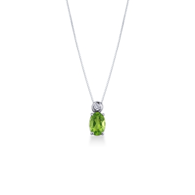 White gold 18k pendant with peridot and diamond 