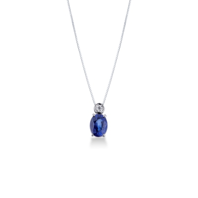 Oval sapphire and diamond pendant