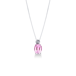 Solitaire pink sapphire necklace with diamond
