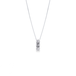 White gold 18k necklace with diamonds trilogy pendant