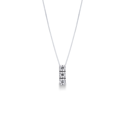 18k white gold necklace with diamond trilogy pendant
