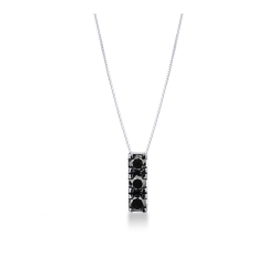 Trilogy necklace in white gold 18k with black diamonds