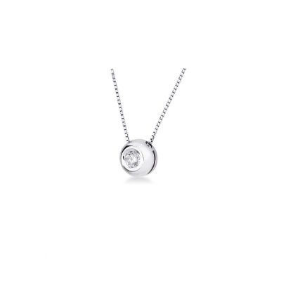 18k white gold full bezel solitaire necklace with 0.07 ct diamond