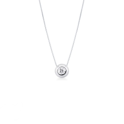 18k white gold full bezel solitaire necklace with 0.07 ct diamond