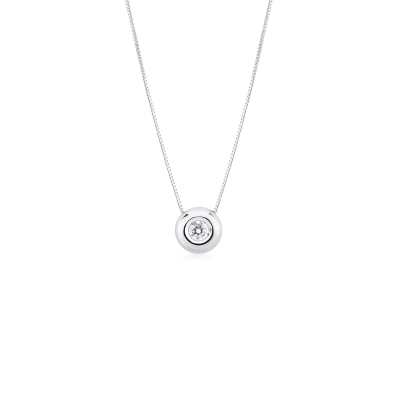 18k white gold full bezel necklace with 0.10 ct diamond