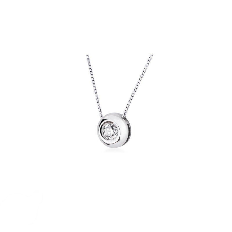 18k white gold full bezel solitaire necklace with 0.15 ct diamond 18k white gold full bezel solitaire necklace with 0.15 ct diamond