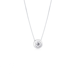 18k white gold full bezel solitaire necklace with 0.2 ct diamond