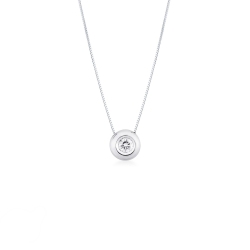 18k white gold full bezel solitaire necklace with 0.25 ct diamond