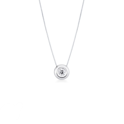 18k white gold full bezel solitaire necklace with 0.40 ct diamond