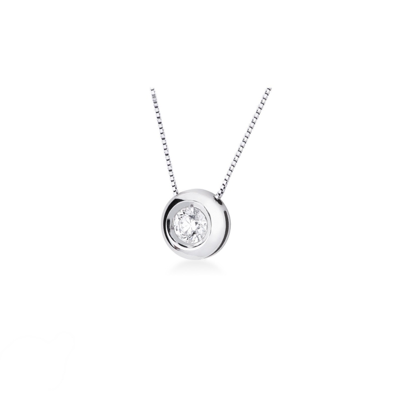 18k white gold full bezel solitaire necklace with 0.50 ct diamond 18k white gold full bezel solitaire necklace with 0.50 ct diamond