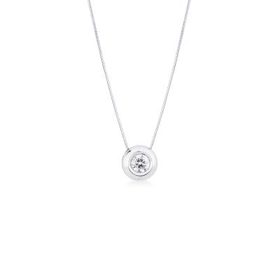 18k white gold full bezel solitaire necklace with 0.50 ct diamond