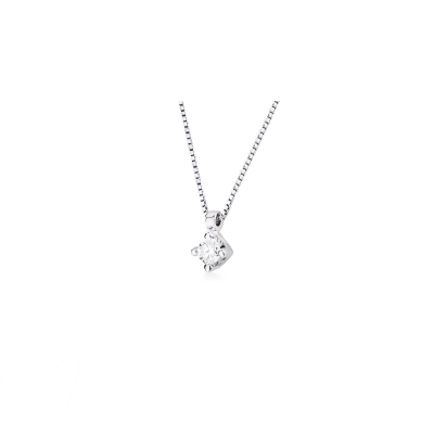 18k white gold solitaire necklace with diamond 0.10 ct