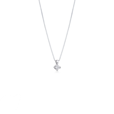 18k white gold solitaire necklace with diamond 0.10 ct