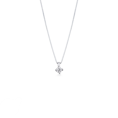 18k white gold solitaire necklace with 0.15 ct diamond (hanging stone)