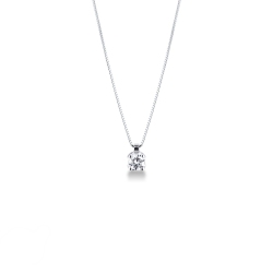 18k white gold solitaire necklace with diamond 0.50 ct