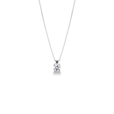 18k white gold solitaire necklace with diamond 0.50 ct
