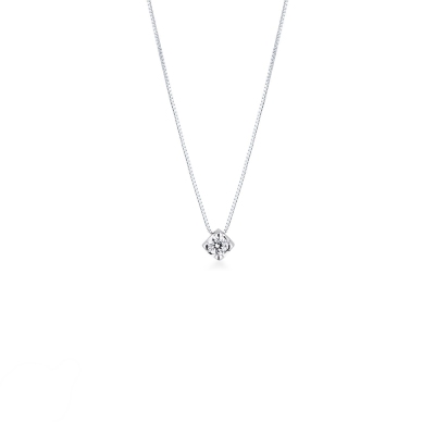 18k white gold solitaire necklace with 0.07 ct diamond